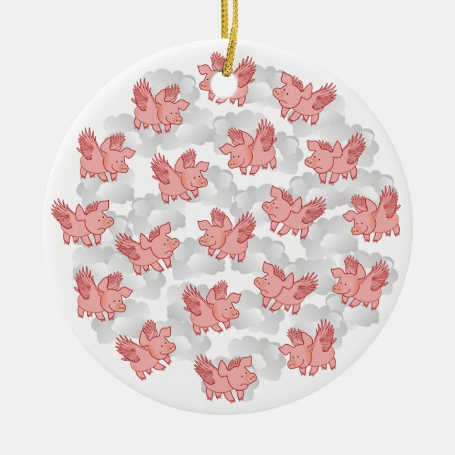 Flying Pigs ornament, customize Ceramic Tree Decoration (Front)