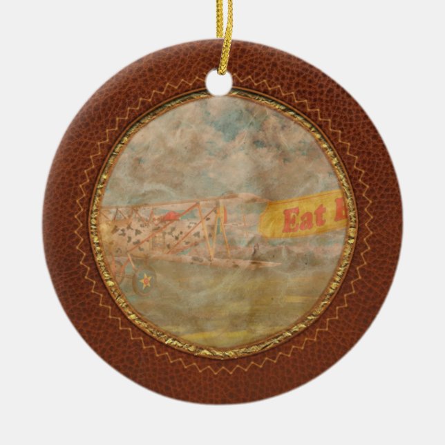 Flying Pigs - Plane - Eat Beef Ceramic Tree Decoration (Front)