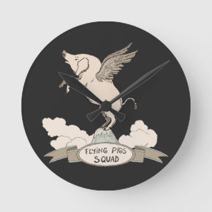 Flying Pigs Squad Round Clock