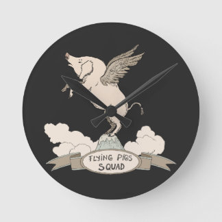 Flying Pigs Squad Round Clock