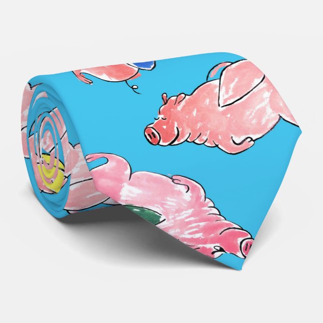 Flying Pigs Tie (Rolled)