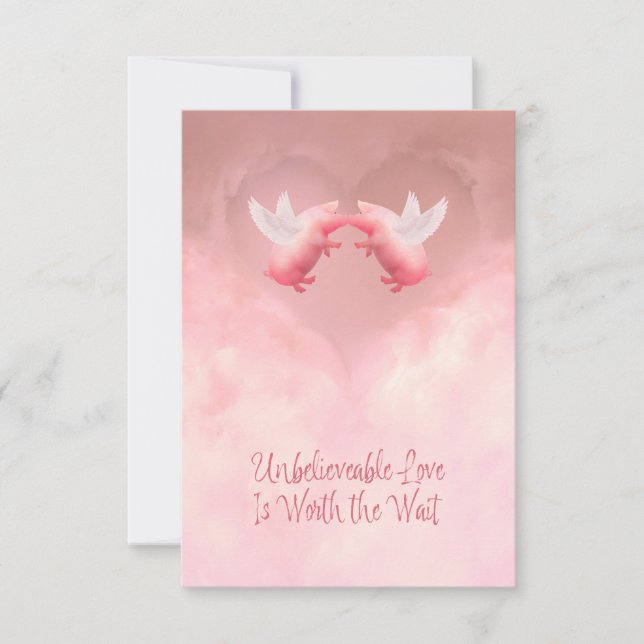Flying Pigs Unbelievable Love Flat Note Card (Front)