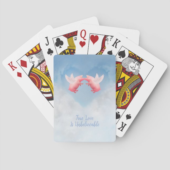 Flying Pigs Unbelievable Love Playing Cards (Back)
