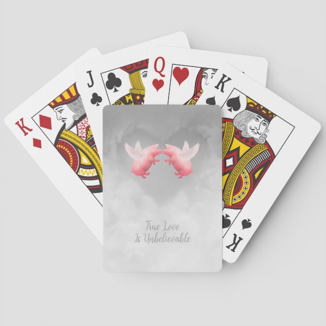 Flying Pigs Unbelievable Love Playing Cards (Back)