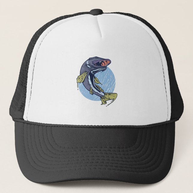 Flying Pike, Catch Big River Predatory Fish Trucker Hat (Front)