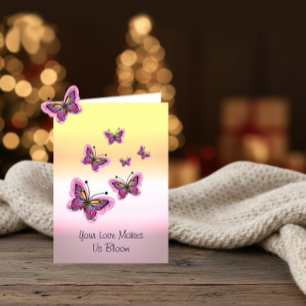 Flying pink butterflies for Mother ‘s Day Card