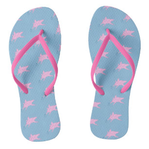 Flying Pink Pigs Sprinkling Magic Stars FlipFlops