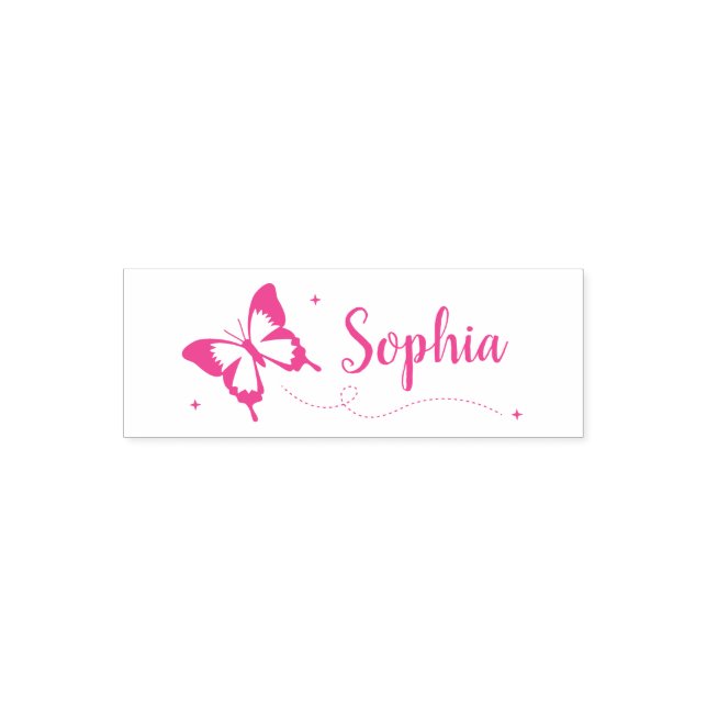 Flying Pretty Butterfly, Girls Personalised Self-inking Stamp (Design)