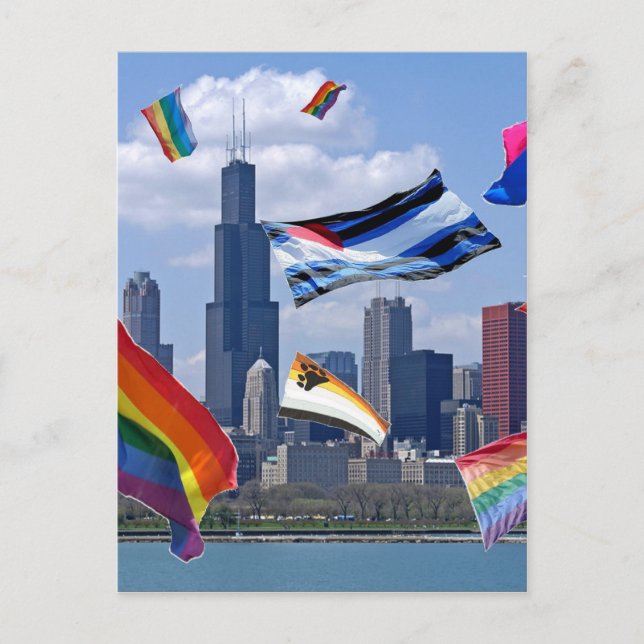 Flying Pride Over Chicago Postcard (Front)
