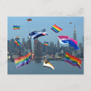 Flying Pride Over New York Postcard