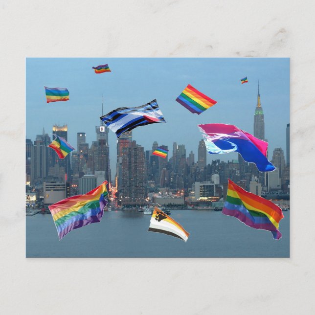 Flying Pride Over New York Postcard (Front)