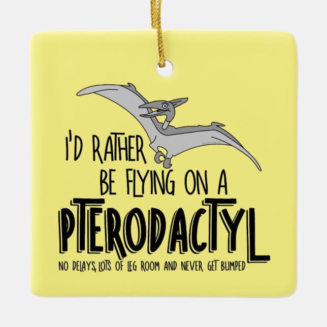 Flying Pterodactyl Dinosaur Airline Ceramic Ornament (Front)