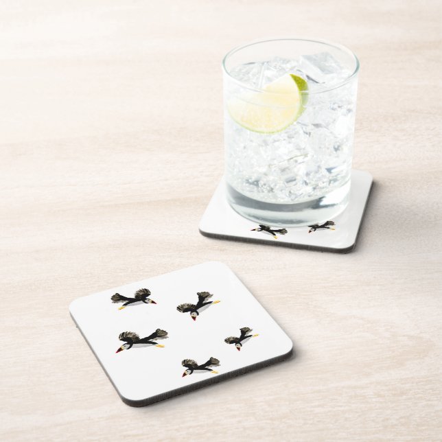 Flying Puffins Fun Bird Art Coaster (Right Side)