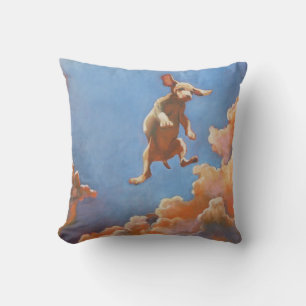 Flying Puppy Cloudscape Throw Pillow
