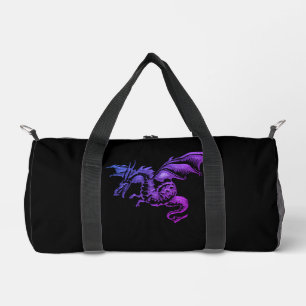 Flying Purple Dragon Against Black Duffle Bag