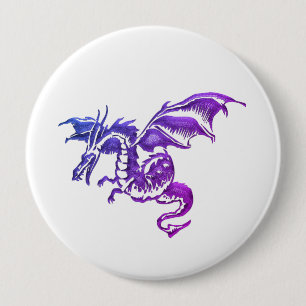 Flying Purple Dragon Against White 10 Cm Round Badge