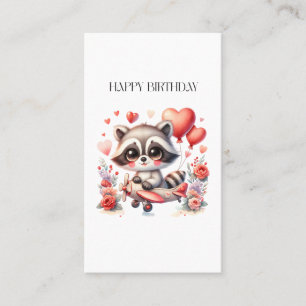 Flying Racoon Birthday Calling Card