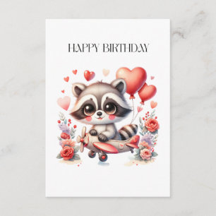 Flying Racoon Birthday Enclosure Card