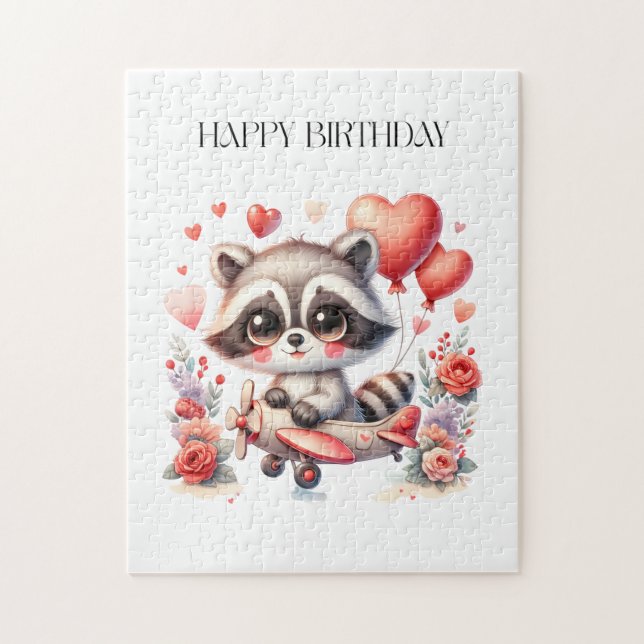 Flying Racoon Birthday Jigsaw Puzzle (Vertical)