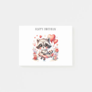 Flying Racoon Birthday Post-it Notes