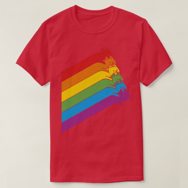 Flying Rainbow Cats Lines by Tobe Fonseca T-Shirt (Design Front)