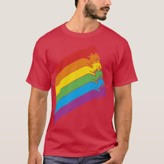 Flying Rainbow Cats Lines by Tobe Fonseca T-Shirt