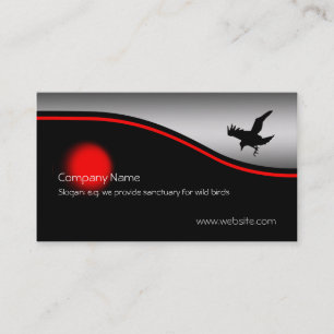 Flying Raven Bird, red spot, metallic-effect Business Card