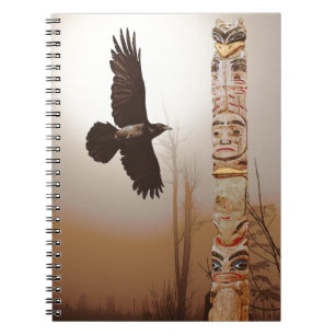 Flying Raven & Totem-Pole Fantasy Art Notebook