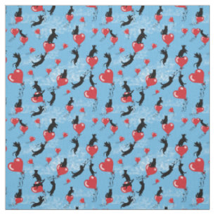 Flying red balloons fabric