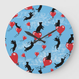 Flying red balloons large clock