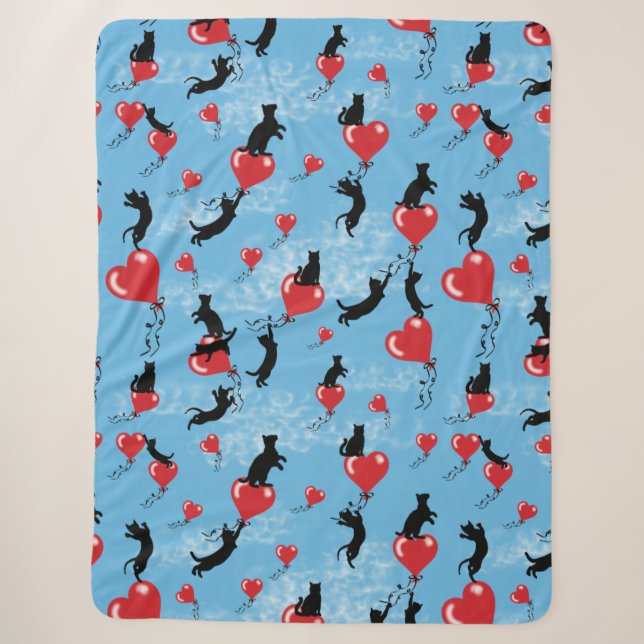 Flying red balloons sherpa blanket (Front)