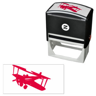 Flying Red Bi-Plane Self Inking Rubber Stamp
