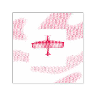 Flying Red Biplane Self Inking Rubber Stamp