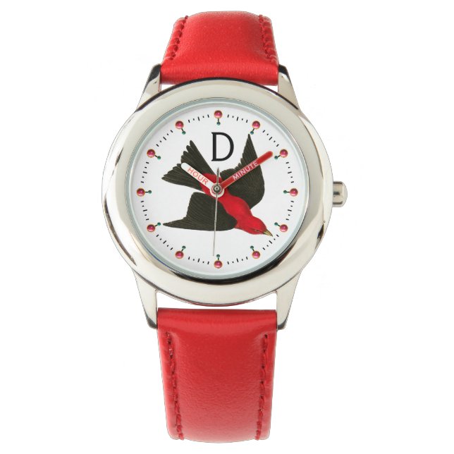 FLYING RED BIRD GEMSTONES MONOGRAM WATCH (Front)