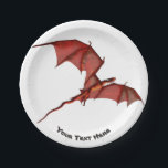 Flying Red Dragon Custom Paper Plates 7"<br><div class="desc">Flying Red Dragon Custom Paper Plates 7"Decorative red dragon paper birthday party plates for boys and for girls of all ages.  Personalise the plates with Your Own Text.</div>