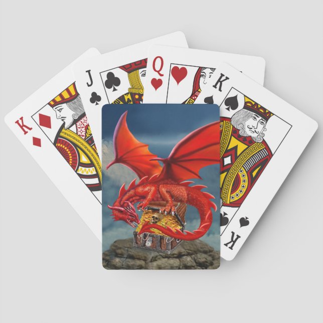 Flying Red Dragon's Treasure Chest Playing Cards (Back)