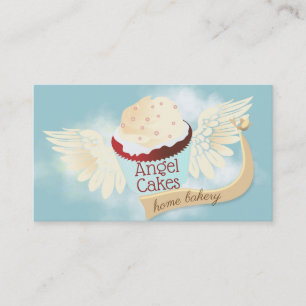 flying red velvet cupcake angel bakery baking business card