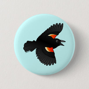 Flying Red-winged Blackbird 6 Cm Round Badge