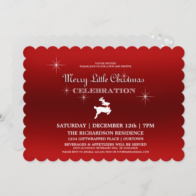 Flying Reindeer Christmas Party Invitation (Front/Back)