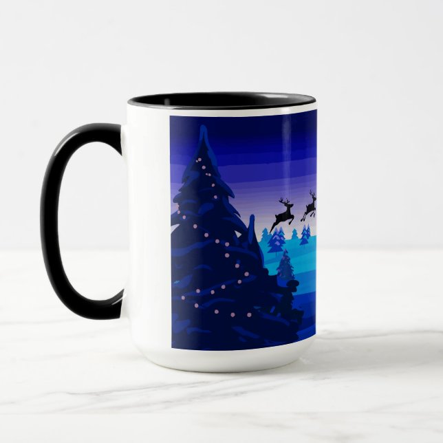 Flying reindeer,christmas,pine,snow mug (Left)