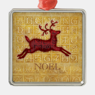 Flying Reindeer NOEL Metal Tree Decoration