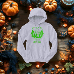 Flying Retro Bat - Vintage Halftone Halloween Hoodie