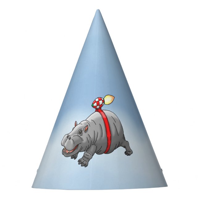 Flying Rocket Hippo Party Hat (Front)