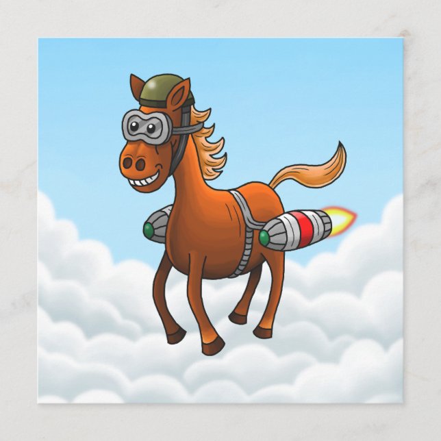 Flying Rocket Pony Card (Front)