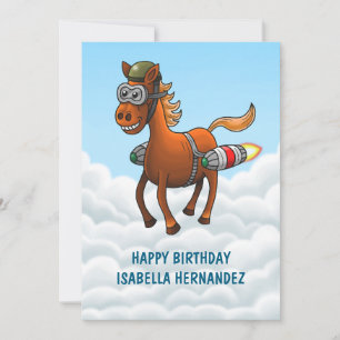 Flying Rocket Pony Card