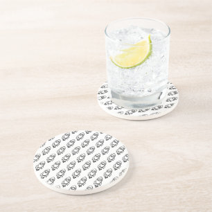 Flying Rocket Sketch Pattern Coaster