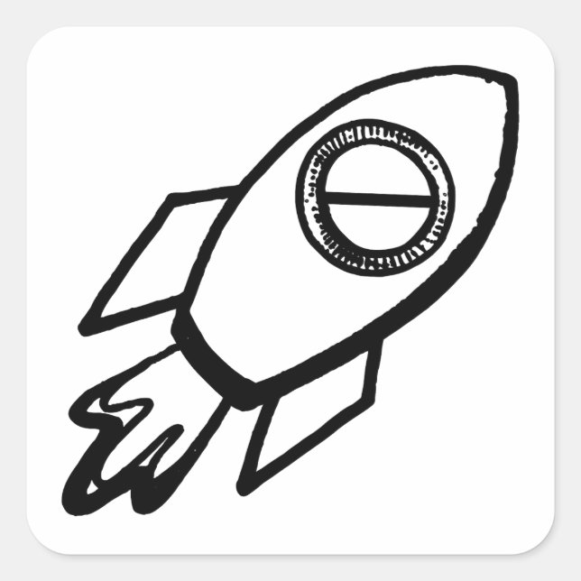Flying Rocket Sketch  Square Sticker (Front)