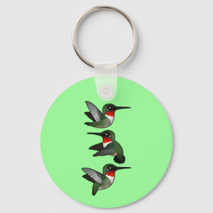 Flying Ruby-throated Hummingbird Key Ring