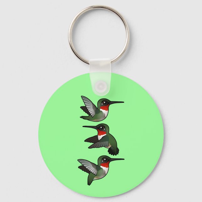 Flying Ruby-throated Hummingbird Key Ring (Front)