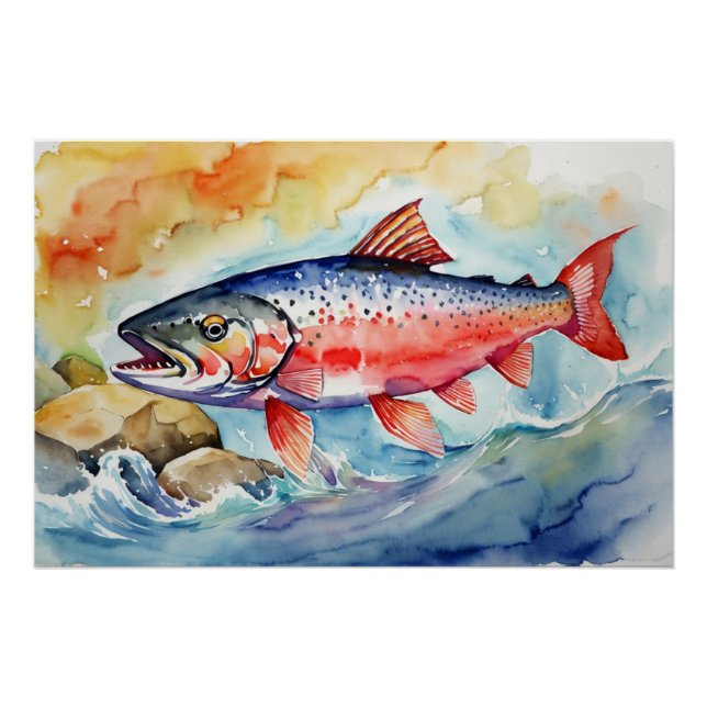 *~* Flying Salmon AirBorne Gift AP49 Stream Poster (Front)